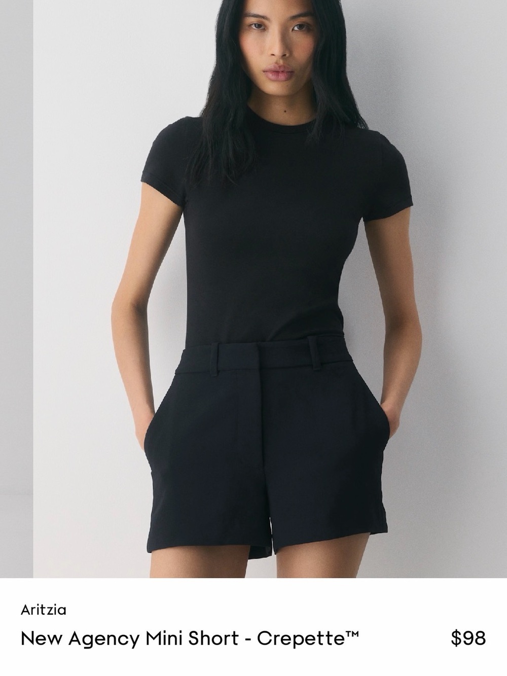 Aritzia Black High-Rise Tailored Women's Shorts